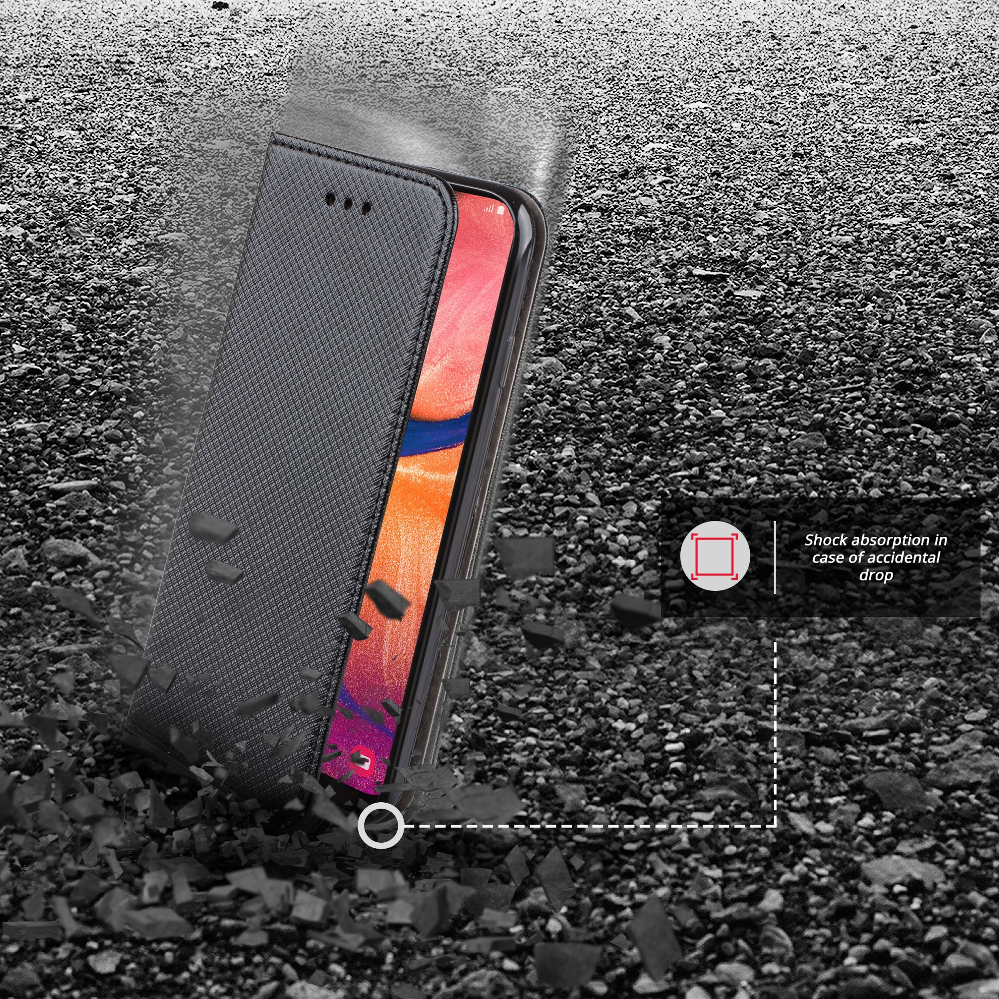 Husa pentru telefon, Moozy, Flip On, pentru Samsung A20e, Negru, Piele ecologica