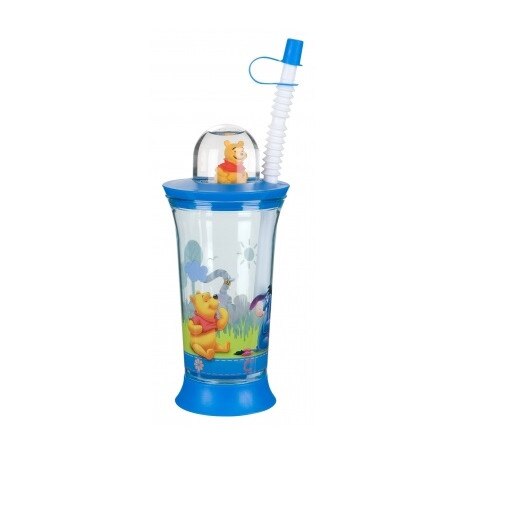 Pahar cu capac si pai Disney Winnie the Pooh, 480 ml