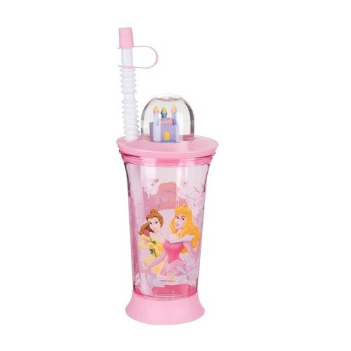 Pahar cu capac si pai Disney Princess, 480 ml