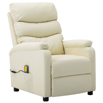 Fotoliu de masaj rabatabil electric, vidaXL, Piele artificiala, 72 x 98 x 98 cm Crem Fotoliu de masaj rabatabil electric, vidaXL, Piele artificiala, 72 x 98 x 98 cm Crem