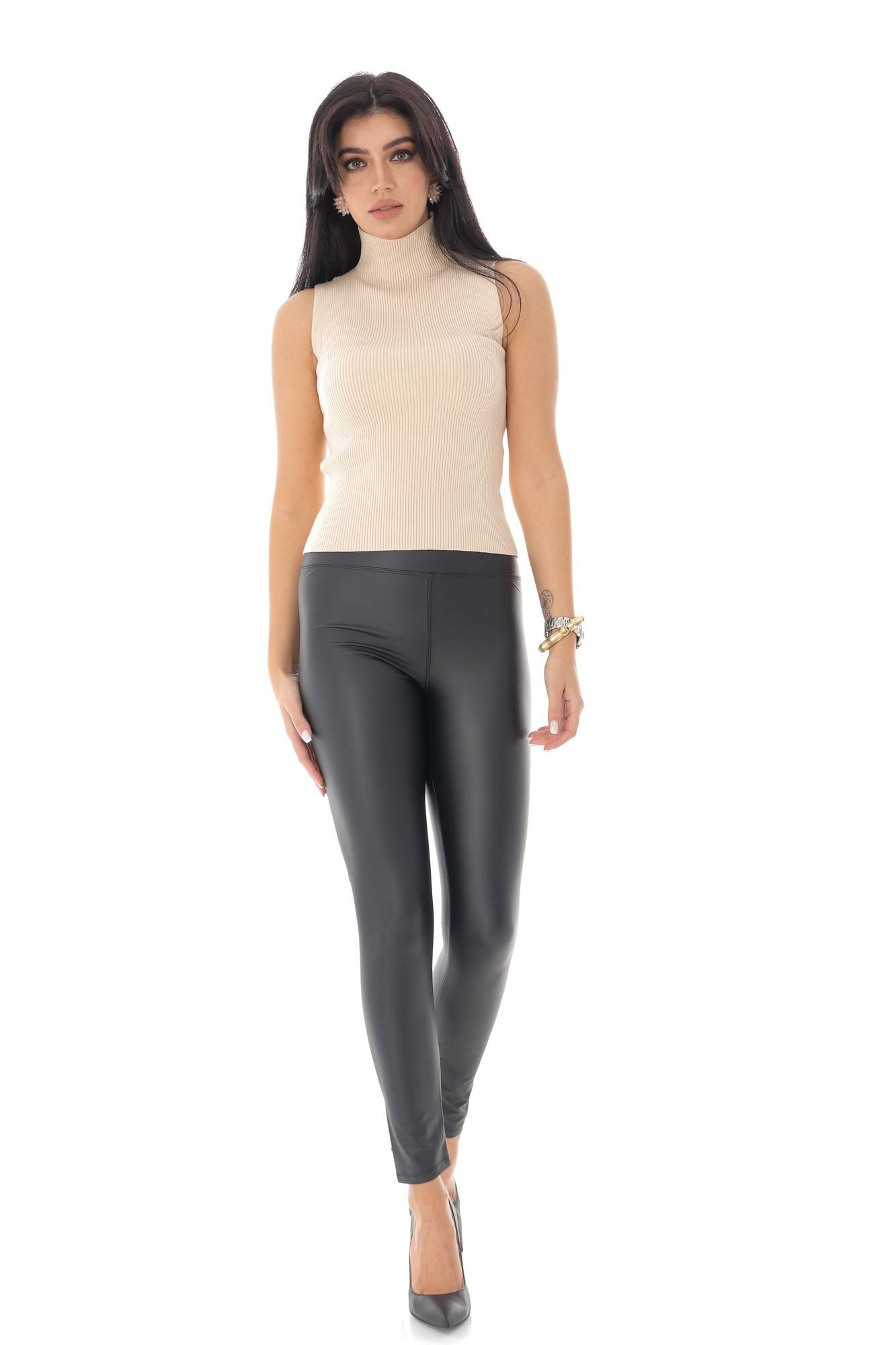 Colanti simpli, ROH, negri, din piele artificiala - TR418