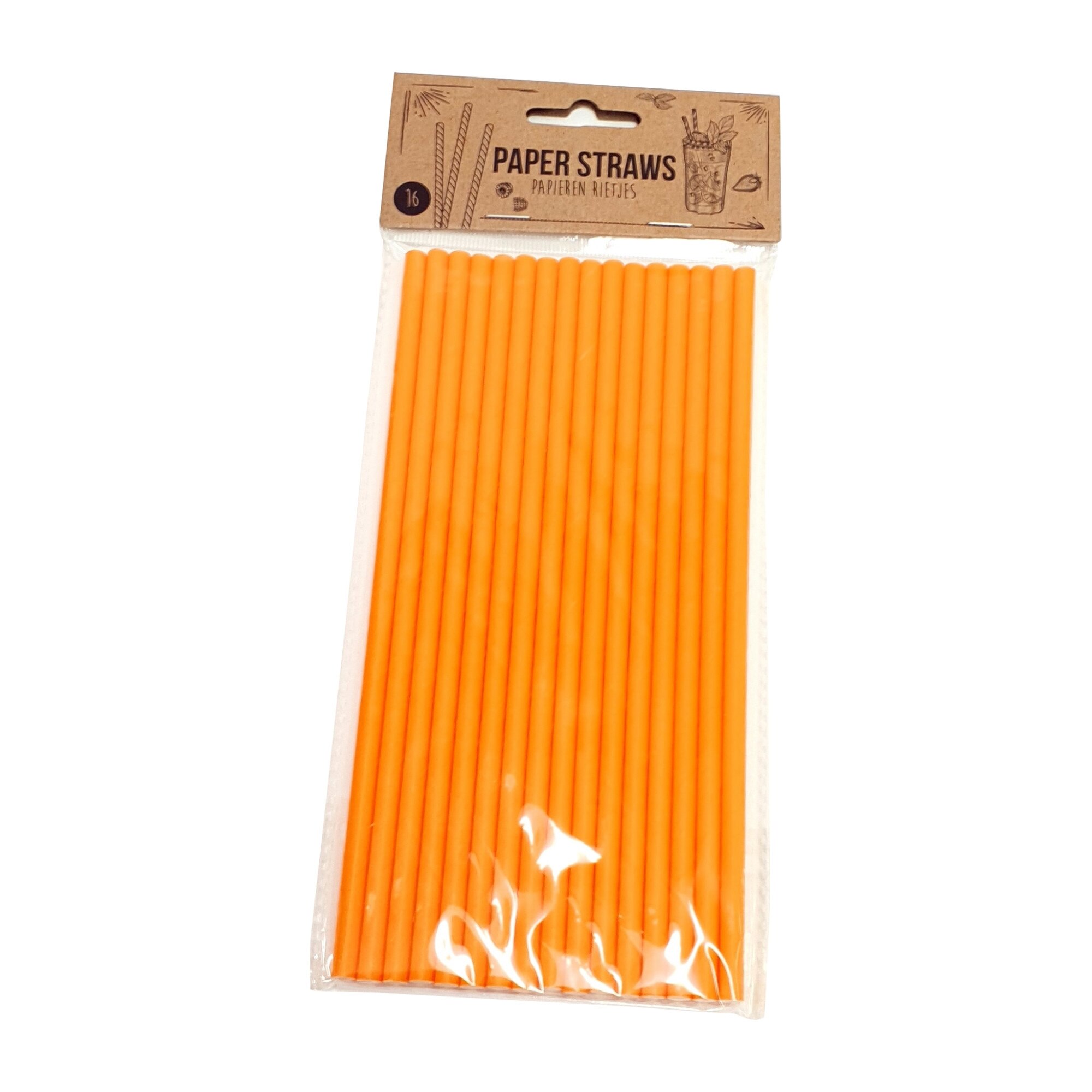 Set 16 bucati paie din hartie , portocaliu, 20x0,5cm