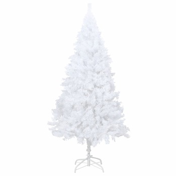Brad artificial de Craciun, cu ramuri groase, vidaXL, PVC, 110x210 cm, Alb Brad artificial de Craciun, cu ramuri groase, vidaXL, PVC, 110x210 cm, Alb