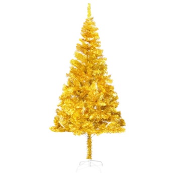 Brad artificial de Craciun, cu suport, vidaXL, PET, 120 x 215 cm, Auriu Brad artificial de Craciun, cu suport, vidaXL, PET, 120 x 215 cm, Auriu
