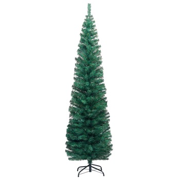 Brad artificial de Craciun, cu zapada, vidaXL, PVC, 61 x 240 cm, Verde Brad artificial de Craciun, cu zapada, vidaXL, PVC, 61 x 240 cm, Verde