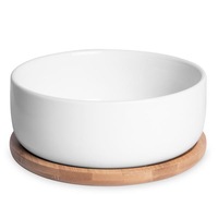 Ghiveci Ceramic cu baza suport din bambus, Maison & White
