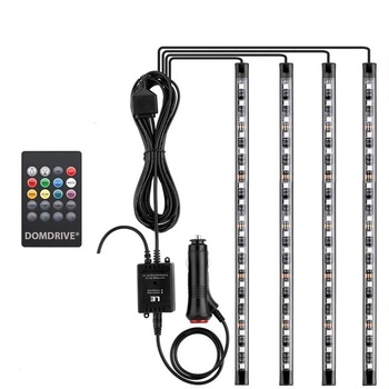 Banda LED DOMDRIVE® auto, lumini ambientale, telecomanda, jocuri de lumini, kit complet instalare, 18 LED Banda LED DOMDRIVE® auto, lumini ambientale, telecomanda, jocuri de lumini, kit complet instalare, 18 LED