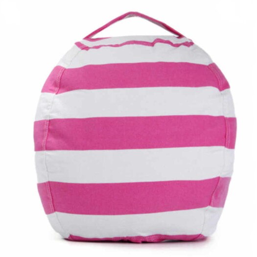 Geanta tip para pentru depozitare jucarii, textile, capacitate mare, bumbac, cu fermoar ascuns, Roz cu Alb, BBL1877