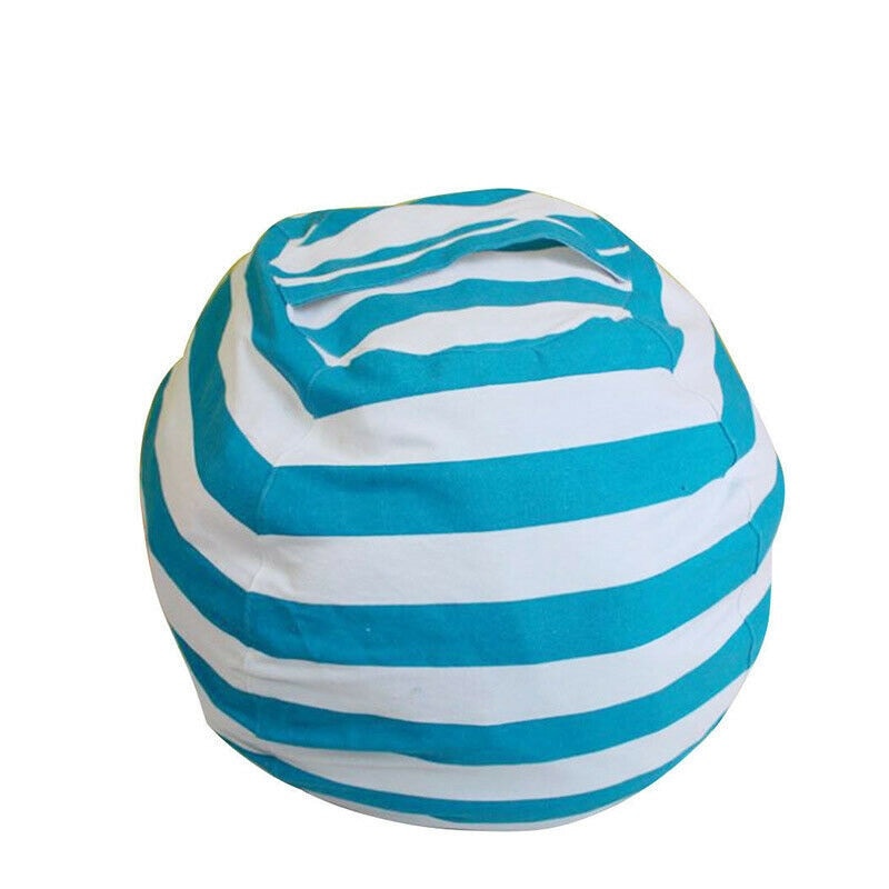 Geanta tip para pentru depozitare jucarii, textile, capacitate mare, bumbac, cu fermoar ascuns, Bleu cu Alb, BBL1878