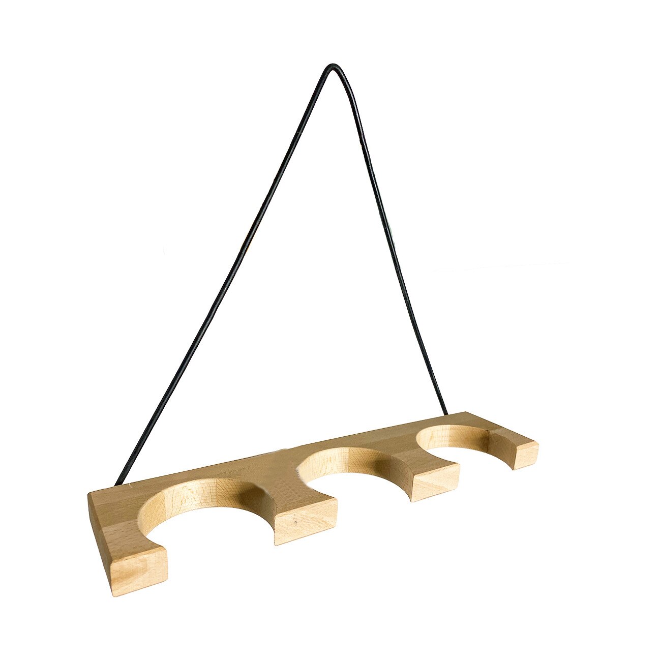 Suport suspendat 3 ghivece, Woodly, Felix Triple, Lemn natur, 30x9x26 cm