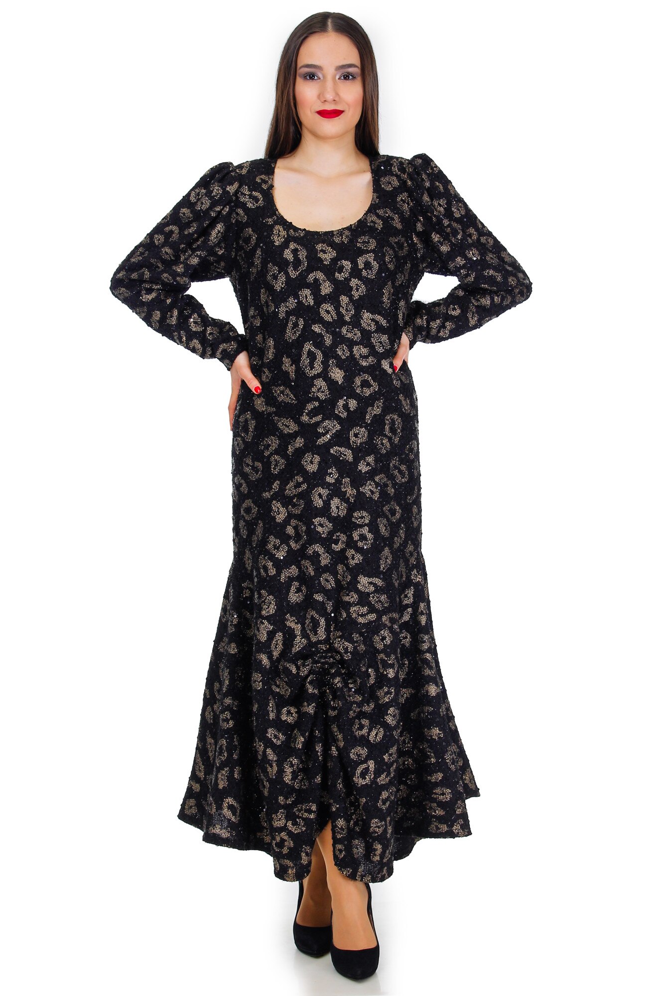 Rochie negru/aramiu, tricot, Liza Panait, BT-13, Negru/aramiu