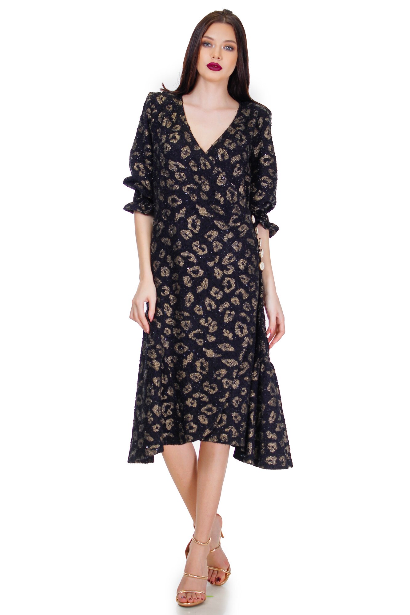 Rochie negru/aramiu, tricot, Liza Panait, BT-15, Negru/aramiu
