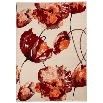 Covor Floral Albium, Alb/Maro, 60x110 cm, C05-0201131 Covor Floral Albium, Alb/Maro, 60x110 cm, C05-0201131