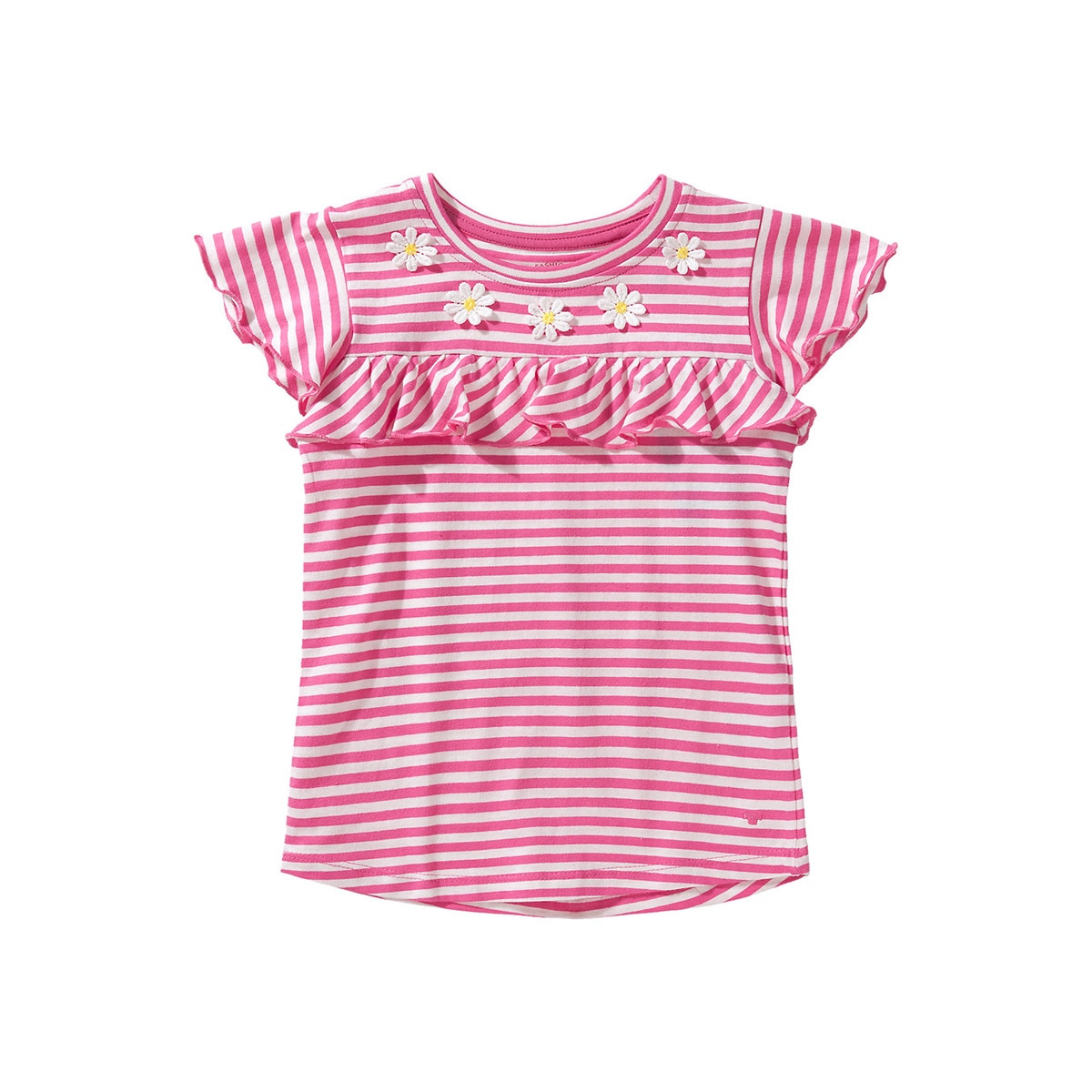 Tricou cu volanas fete, Tom Tailor, alb/roz, 104/110 cm, 3-5 ani