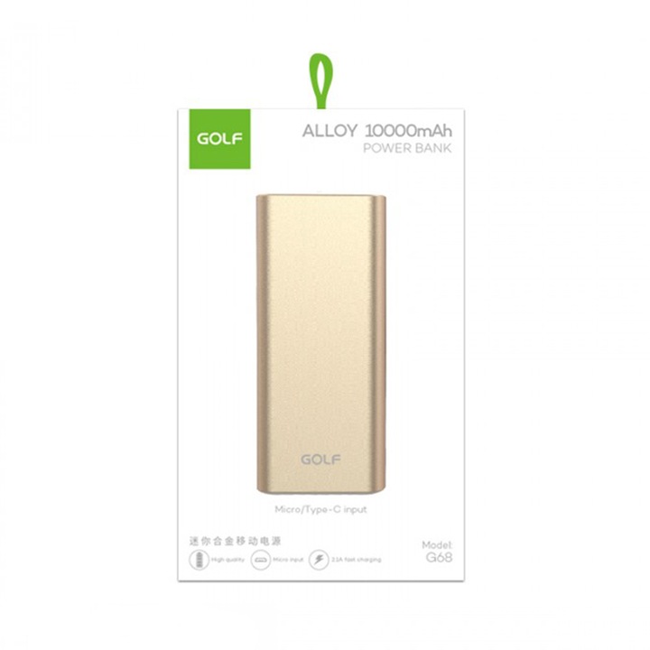Baterie Externa Golf Alloy Optimization 10.000 mAh, Gold