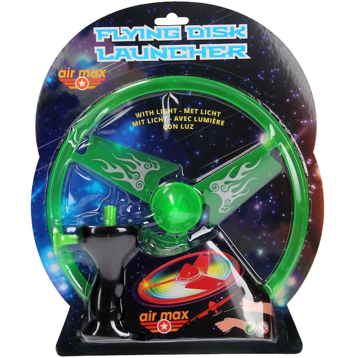 Disc zburator luminos cu dispozitiv de lansare, 25 cm