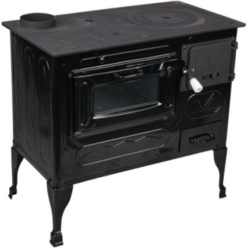 Soba de gatit Tip A 6 kw, 130 mm, 80x44x75 cm, negru, email, cos stanga Soba de gatit Tip A 6 kw, 130 mm, 80x44x75 cm, negru, email, cos stanga