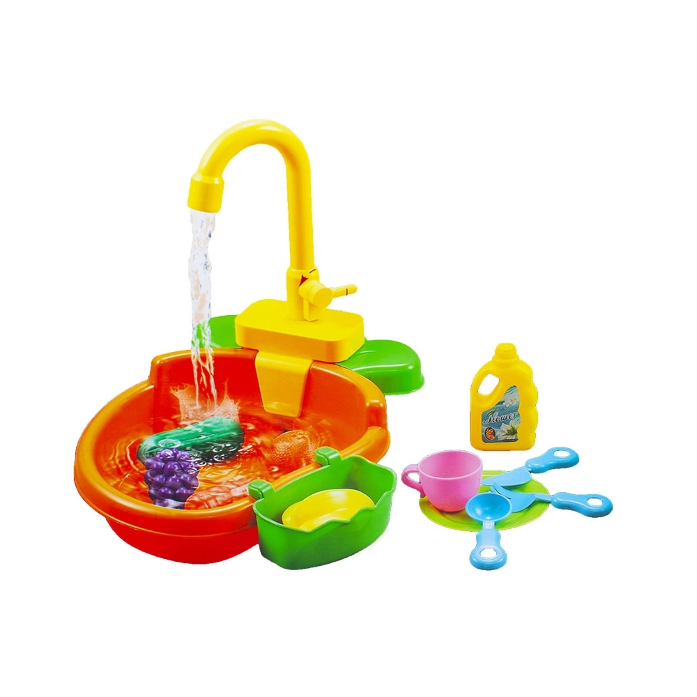 Chiuveta de jucarie cu fructe si accesorii, pentru copii, 14 piese