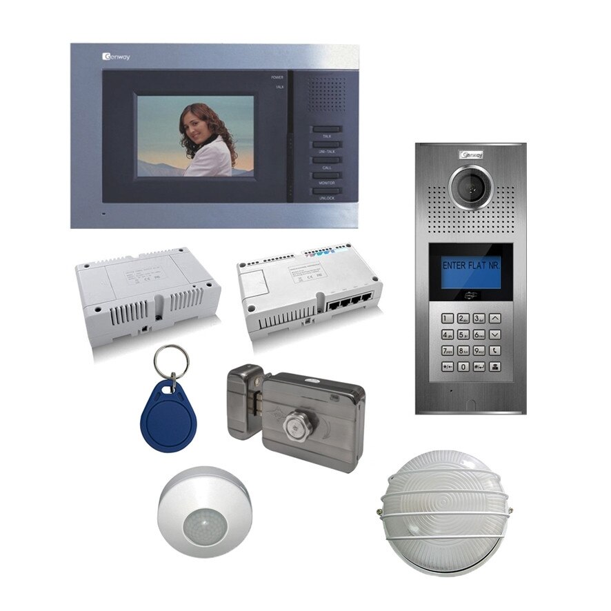 Set profesional de interfonie video pentru 20 de apartamente cu posturi color 4.3