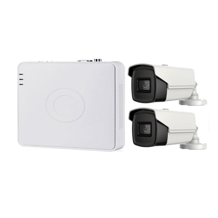 Sistem supraveghere video interior complet Hikvision 4 camere Turbo HD 5 MP 20 m IR accesorii incluse, cadou HDD 1tb