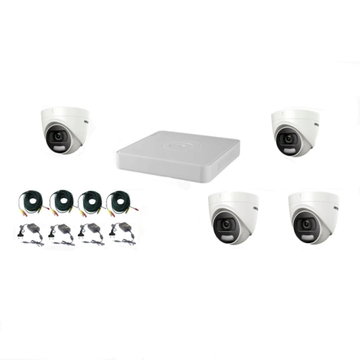 Sistem supraveghere video Hikvision 2 camere ColorVU AnalogHD 5MP(2K+), IR 20M