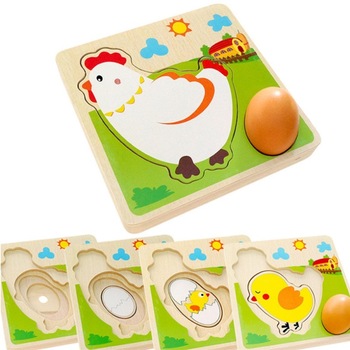 Puzzle incastru stratificat, 4 straturi, Ciclul Vietii Gainii - Krista® Puzzle incastru stratificat, 4 straturi, Ciclul Vietii Gainii - Krista®