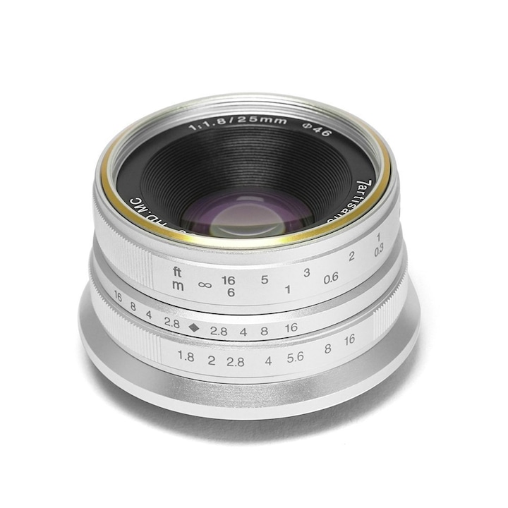 Obiectiv 7Artisans 25mm F1.8 Silver pentru Canon EOS-M