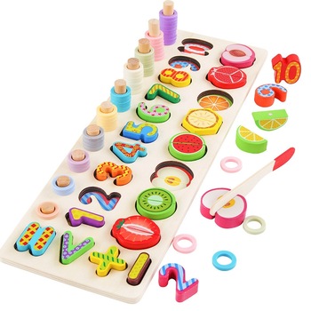 Joc logaritmic montessori cu fructe, culori si cifre, Unitoys Joc logaritmic montessori cu fructe, culori si cifre, Unitoys