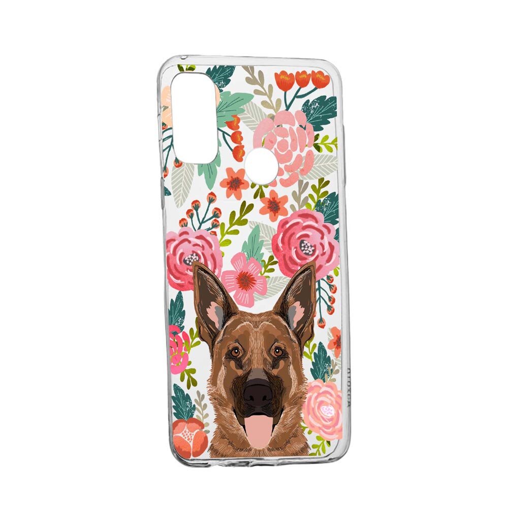 Husa Dog and Flowers, pentru Samsung Nord N100, rezistenta la uzura, anti-alunecare, din silicon Premium, 636
