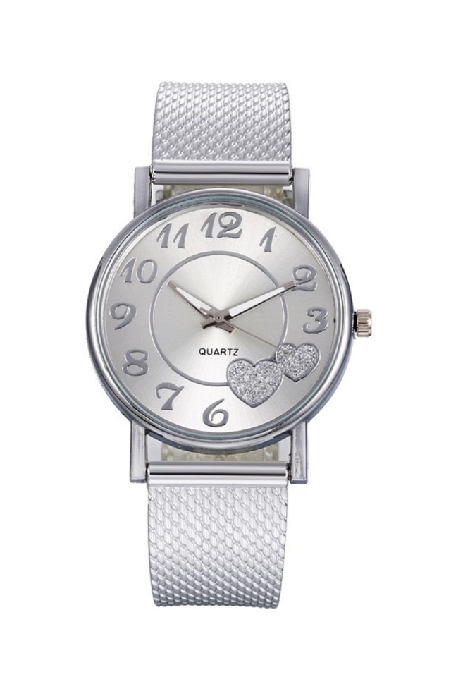 Ceas de dama Silver Love, cadran negru si curea siliconata, lungime ajustabila