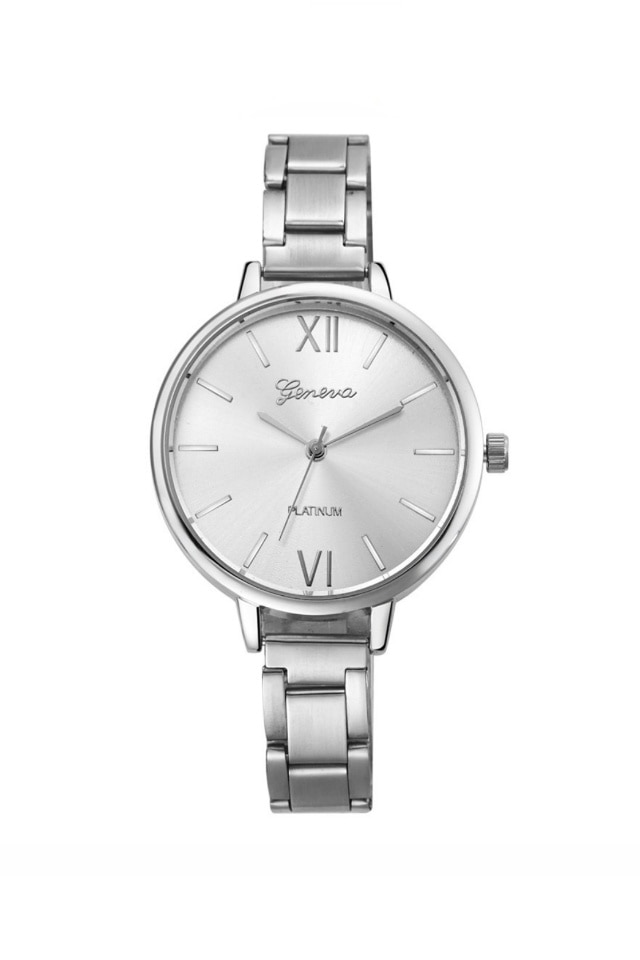 Ceas de dama Geneve Silver, cadran argintiu si curea metalica argintie, lungime fixa