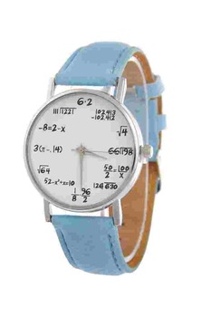 Ceas de dama Mathematics, curea bleu din piele ecologica si cadran cu formule matematice Ceas de dama Mathematics, curea bleu din piele ecologica si cadran cu formule matematice