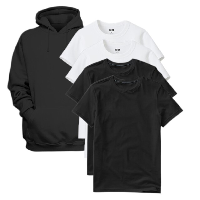 Set hanorac negru, tricouri negre si tricouri albe