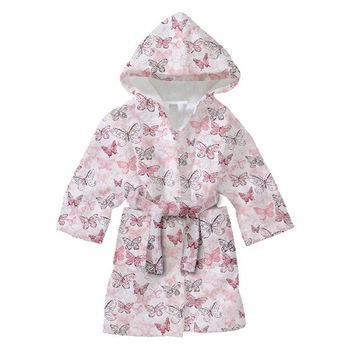 Halat de baie pentru copii din bumbac absorbant, model butterfly 4-6 ani Halat de baie pentru copii din bumbac absorbant, model butterfly 4-6 ani