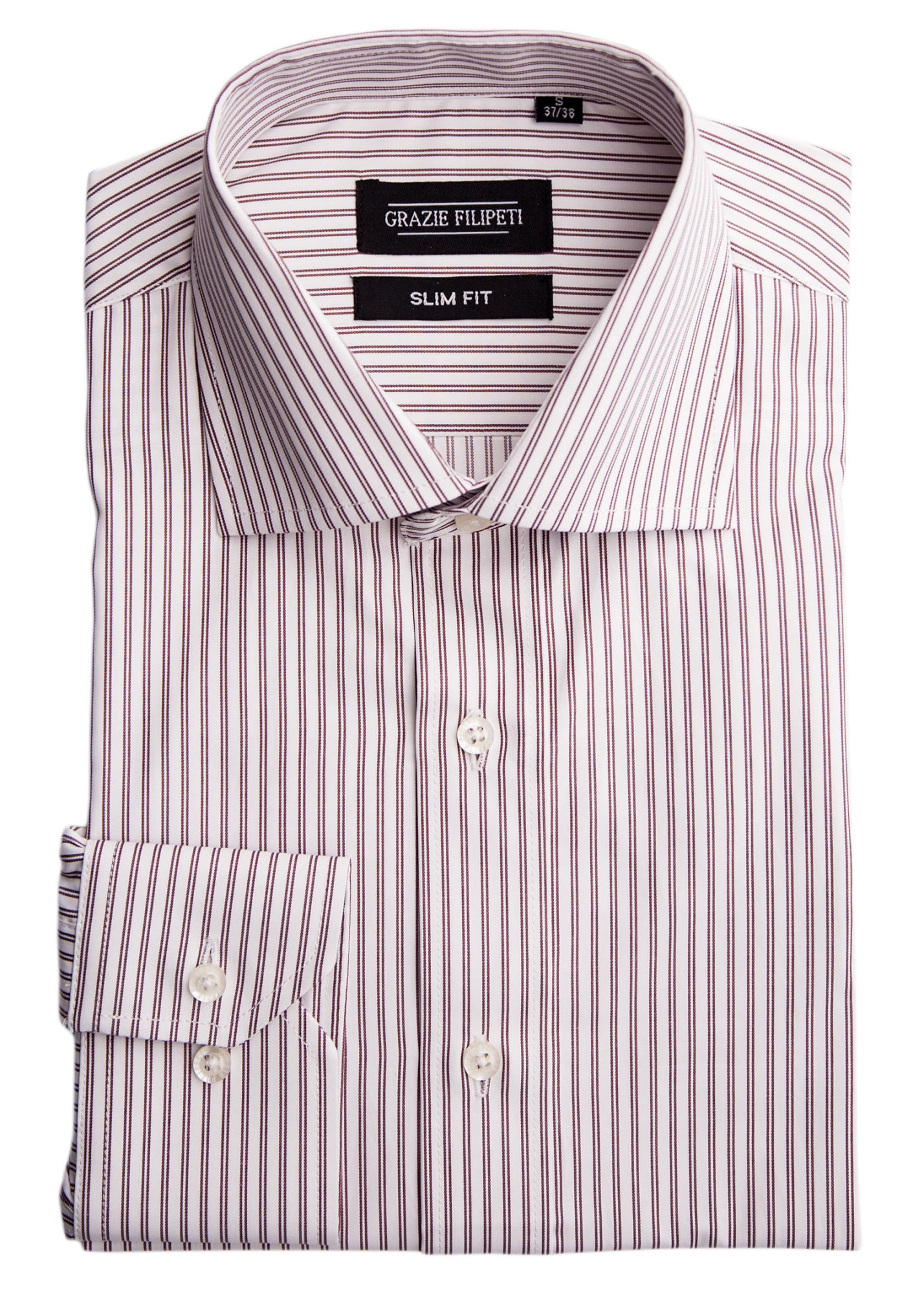 Camasa Slim Fit cu dungi fine, bordeaux, Alb / Bordo