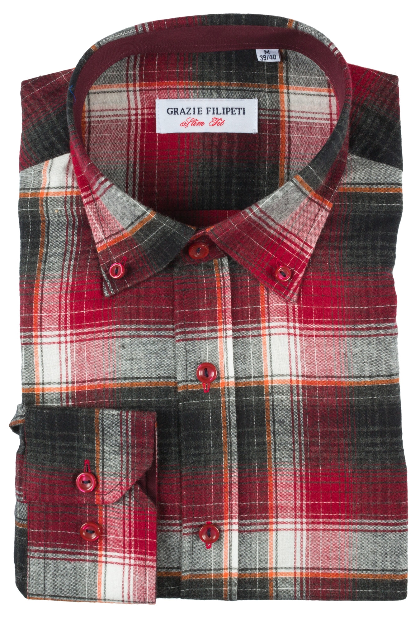 Camasa Slim Fit in carouri rosii Grazie Filipeti