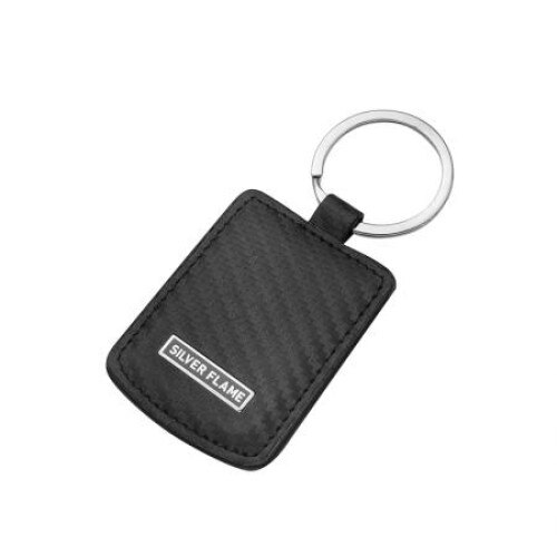 Breloc barbati Silver Flame, SFM0118, Negru, Piele naturala