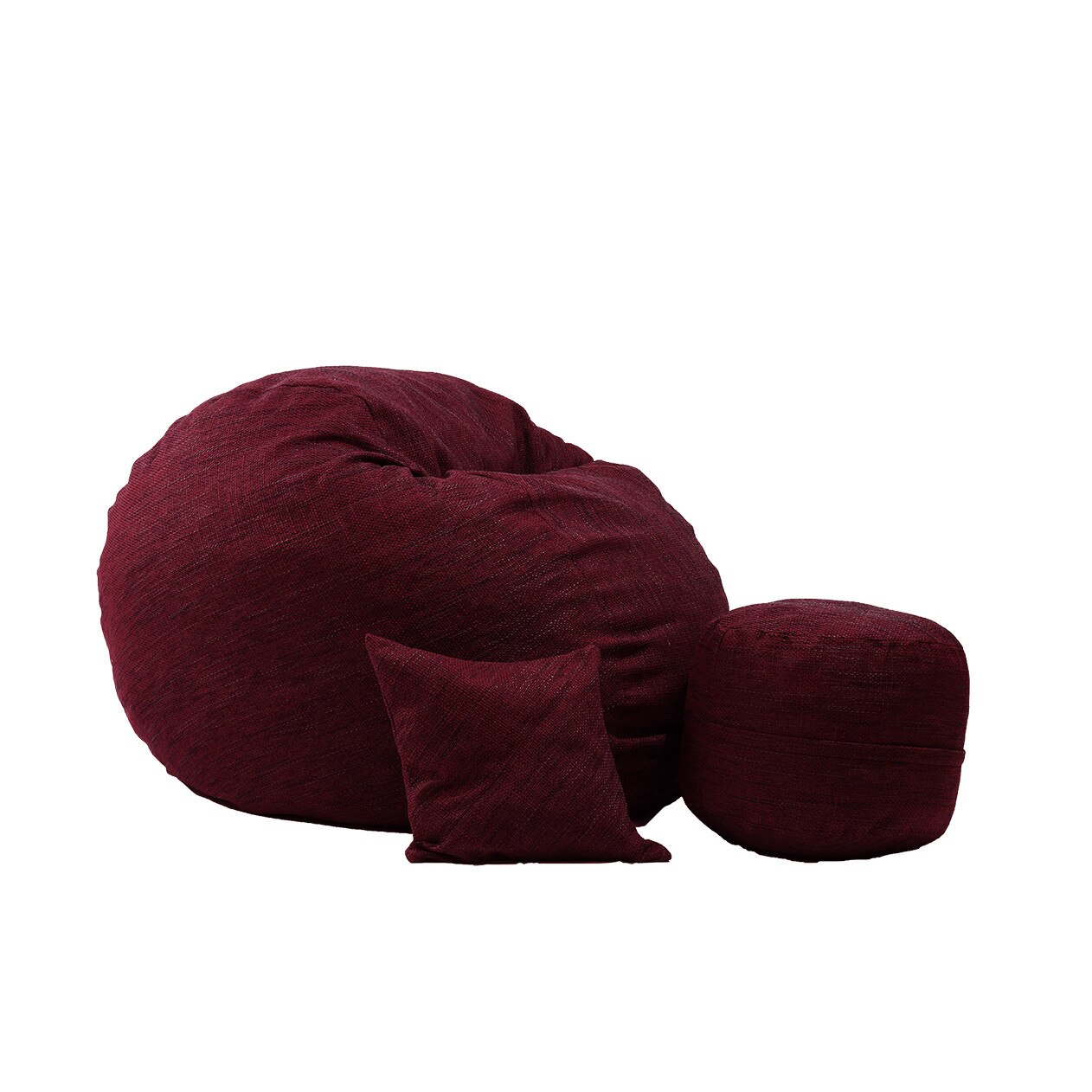 Fotoliu Pufrelax King Size, otoman si perna decorativa Red Wine (Gama Premium Rustic) umplut cu fulgi de burete memory mix