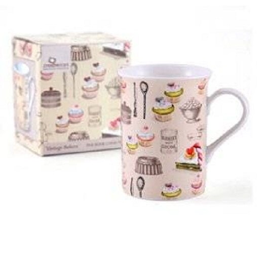 Cana portelan in cutie cadou- Vintage Baker, Portelan, 235 ml, Roz