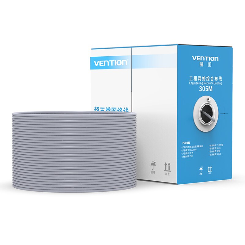 Cablu LAN , Cat.5E UTP , 305M ,Gri, Vention