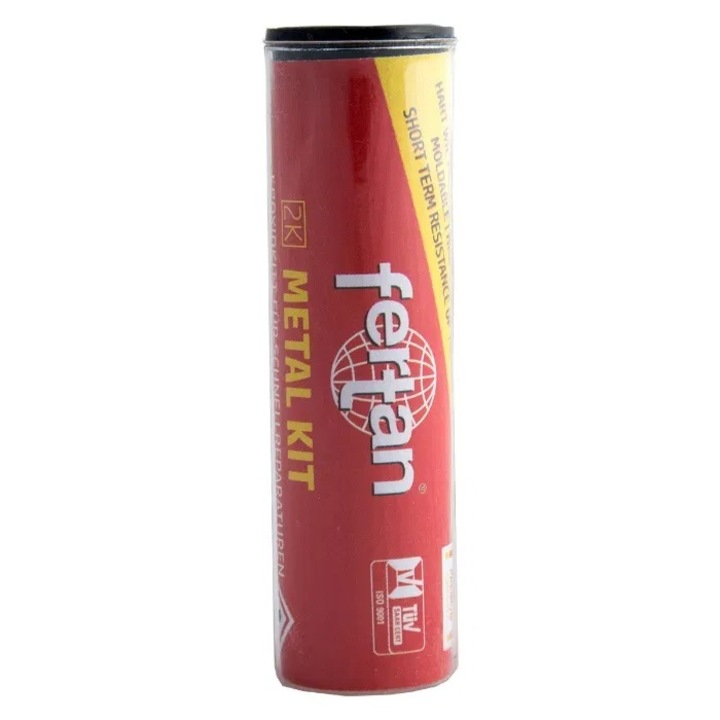 Chit reparatii rapide Fertan 2K Metal Kit pentru filete, carcase, pompe, rezervoare, reparatii sub apa, 56 g