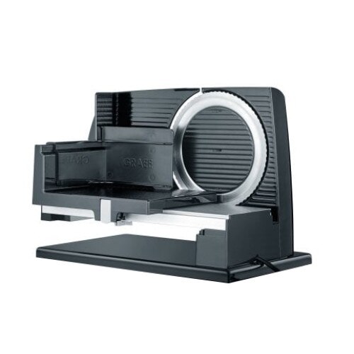 Feliator profesional alimente Graef, SlicedKitchen S11002, cu placa de acoperire a lamei pentru feliere perfecta, design compact, lama zimtata diametru 170 mm, grosime feliere reglabila, multifunctional, negru