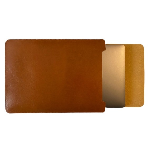 Husa laptop MacBook 13 inch din piele cu pad pentru Apple MacBook Culoare Caramiziu