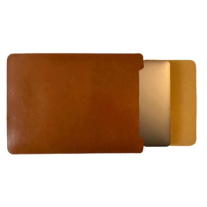 Husa laptop MacBook 13 inch din piele cu pad pentru Apple MacBook Culoare Caramiziu