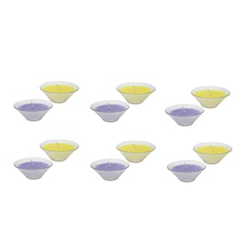 Set 12 lumanari din ceara PMS in vas de sticla, cu sclipici, multicolor Set 12 lumanari din ceara PMS in vas de sticla, cu sclipici, multicolor