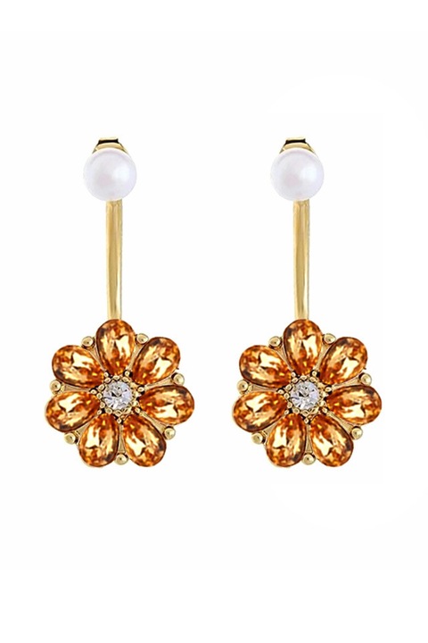 Cercei Vintage eleganti, Dear Daisy, cristale fatetate picatura, Galben