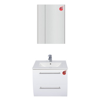 Set mobilier baie suspendat alb 60 cm +lavoar+oglinda dulap 2 usi 60 cm Set mobilier baie suspendat alb 60 cm +lavoar+oglinda dulap 2 usi 60 cm