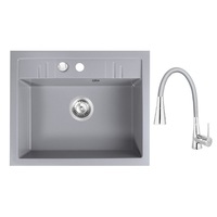 set chiuveta ferro granit o cuva gri 58x48 cm cu baterie ferro flexibila cu 2 functii gri imagen 39_0_
0