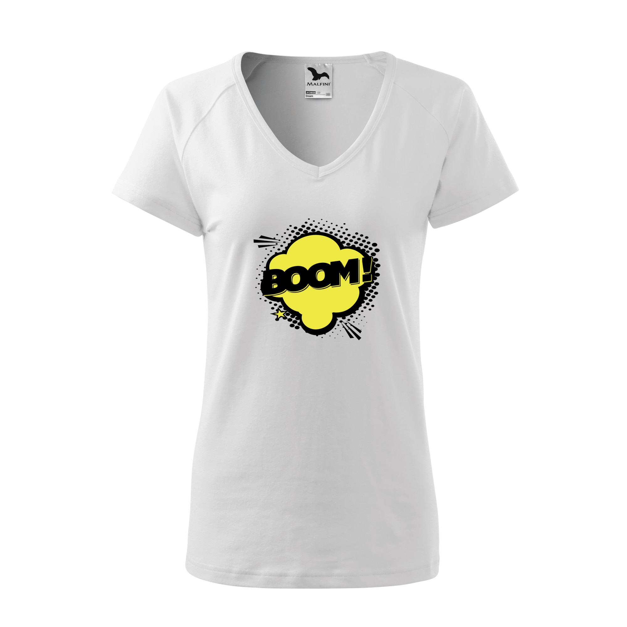 Tricou dama, Malfini, Comic Boom Explosion, Alb, M
