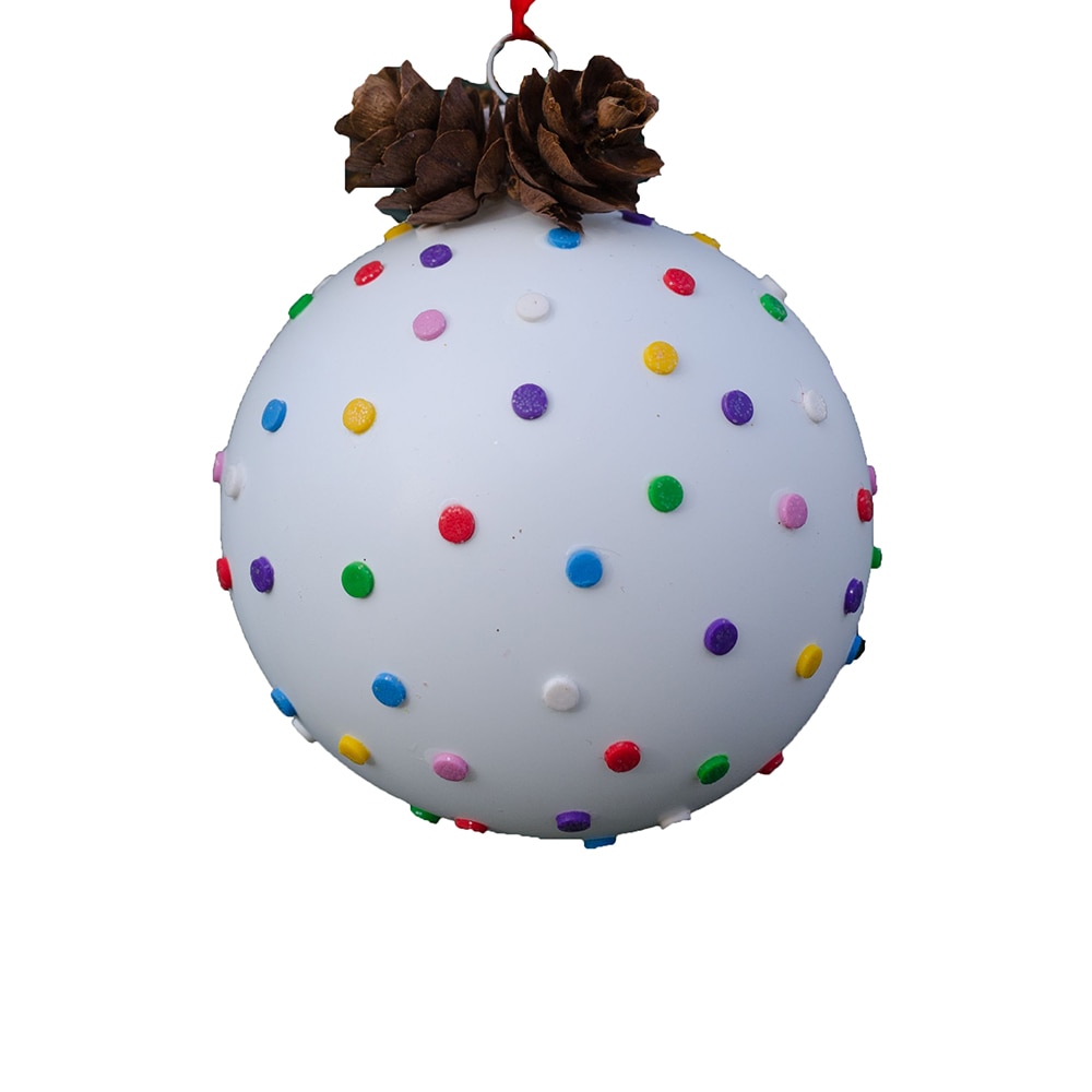 Glob alb cu buline colorate, Marca Tracolla , Globuri Craciun